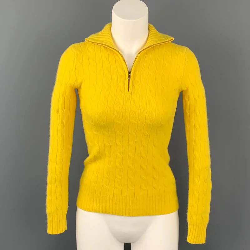 RALPH LAUREN Black Label Size XS Yellow Knitted Cashmere Sweater Sweater Knitwear Pullover