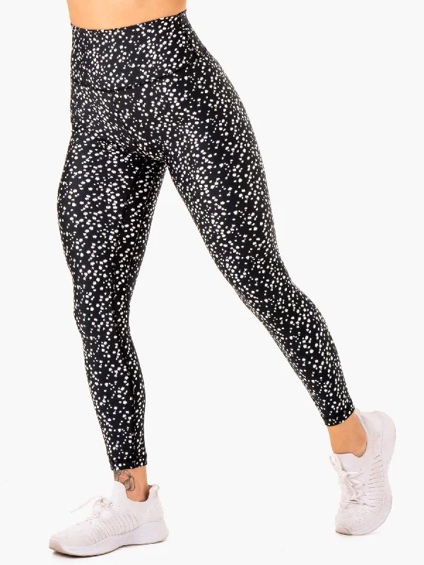 Reform High Waisted Leggings - Black Speckle Trendy Sports Performance Leggings