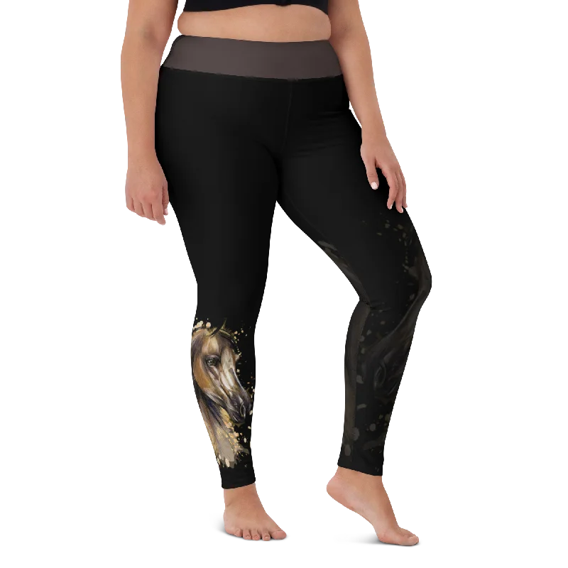 Silhouette Horse Yoga Leggings Elegant Textured Leggings