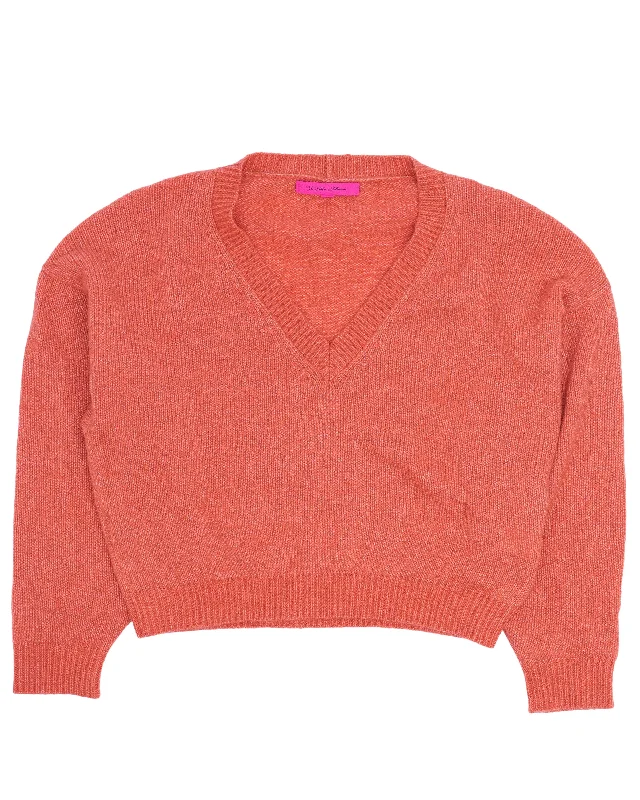 V-Neck Sweater Solid Print Embellished