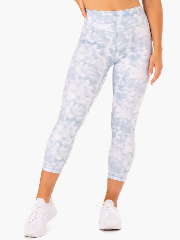 Tie Dye 7/8 Leggings - Steel Blue Tie Dye Stylish Stretch Pants Leggings