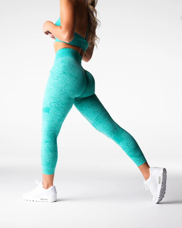 Turquoise Digital Seamless Leggings Fashionable Sports Compression Leggings