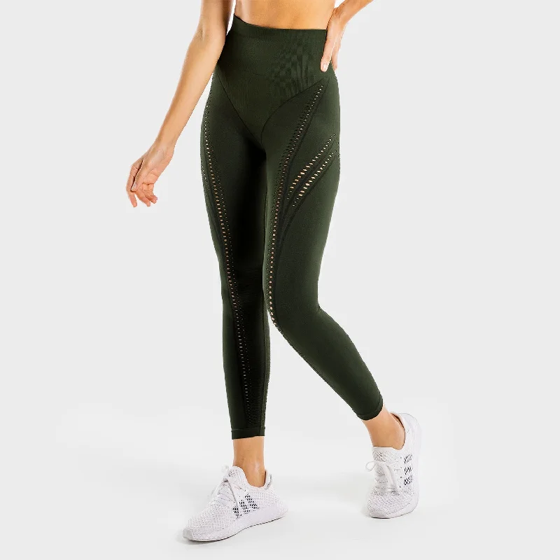 Ultra Seamless Leggings - Khaki Stylish Pockets Active Leggings