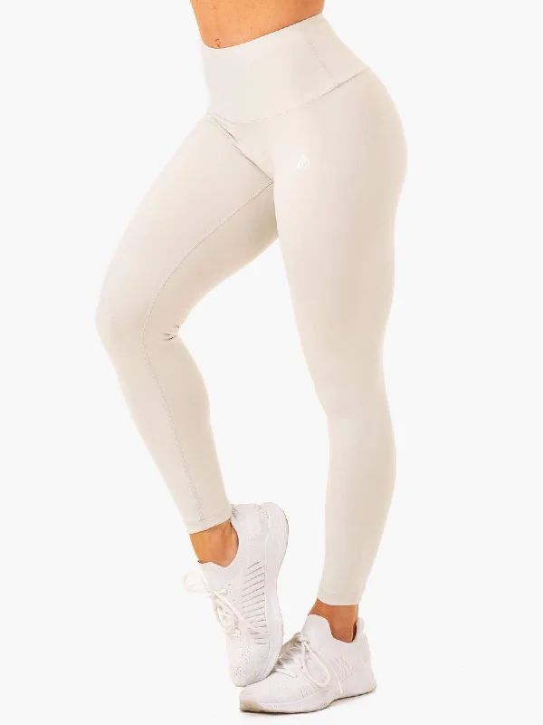 Vital High Waisted Scrunch Leggings - Snow Grey Stylish Side-Stripe Leggings