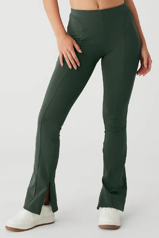 High-Waist Zip It Flare Legging - Dark Cactus Chic Velvet Soft Leggings