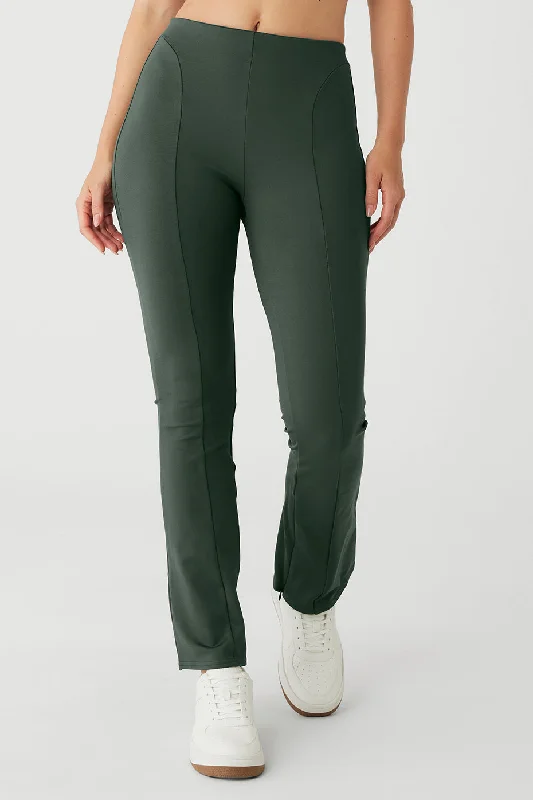 High-Waist 7/8 Zip It Flare Legging - Dark Cactus Cozy Cotton Leggings