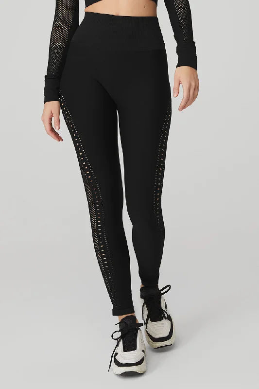 Seamless High-Waist 7/8 Open Air Legging - Black Trendy Activewear Leggings