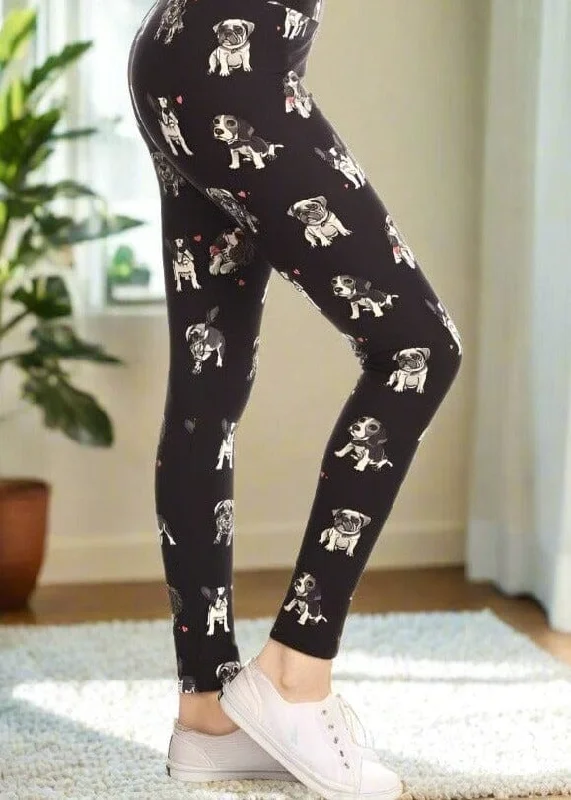 Womens Multi-Breed Dog Leggings, Soft Yoga Pants, Sizes 18-22, No-Roll Waist, Black/Multi Cozy Yoga Compression Leggings