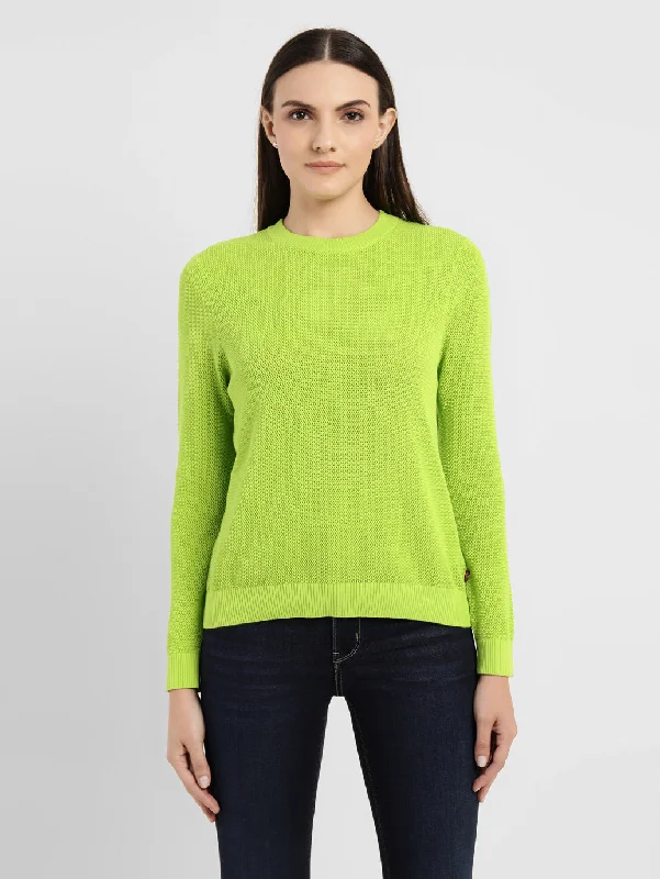 Women's Solid Round Neck Sweater Collared Crew Neck Turtle Neck