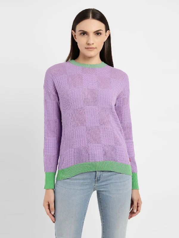 Women's Self Design Round Neck Sweater Terry Terry Cloth Terry Knit