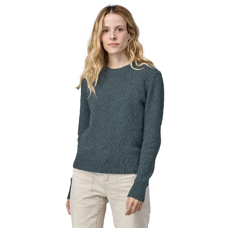 Women's Recycled Wool-Blend Crewneck Sweater Zippered Buttoned Snapped