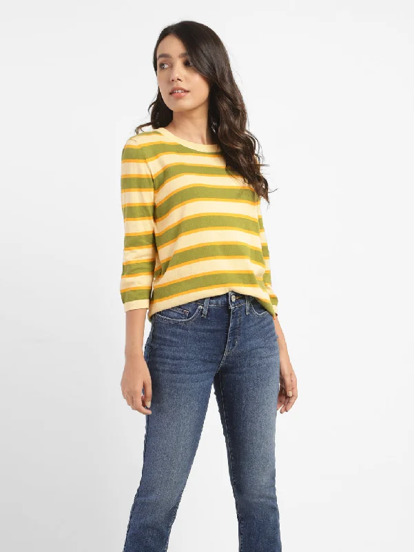 Women's Striped Round Neck Sweater Anti-Pilling Anti-Shrink Durable