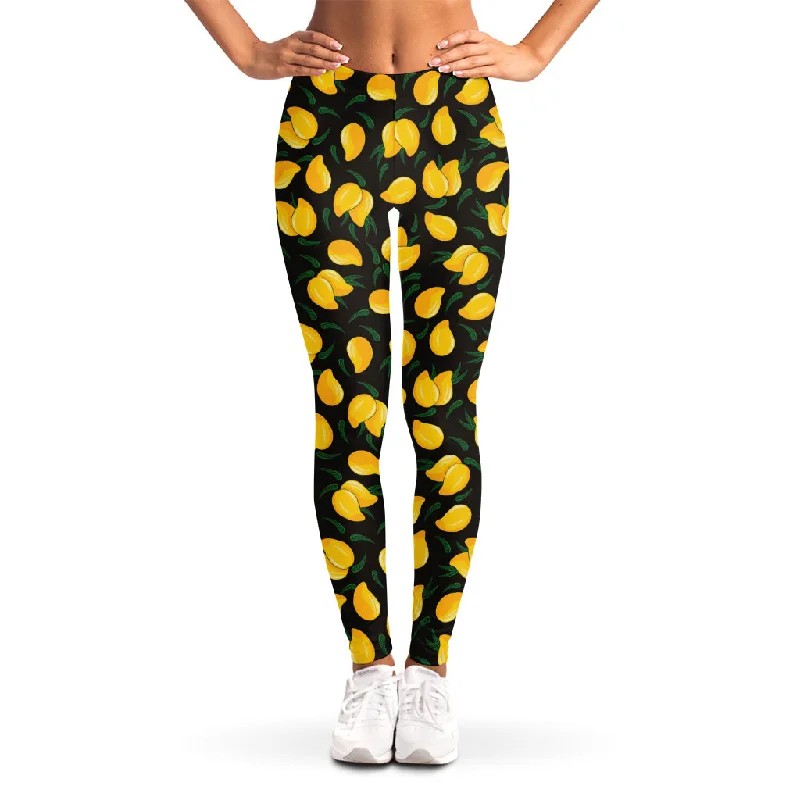 Yellow Mango Fruit Pattern Print Women's Leggings Stylish Athletic Wear Leggings