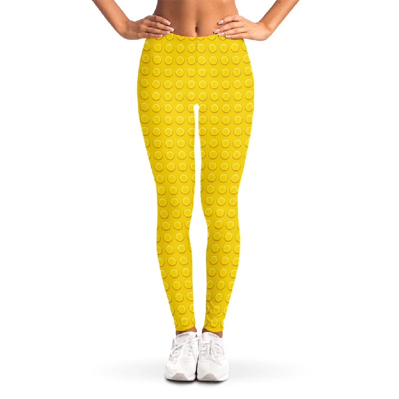 Yellow Plastic Building Blocks Print Women's Leggings Trendy Ombre Effect Leggings