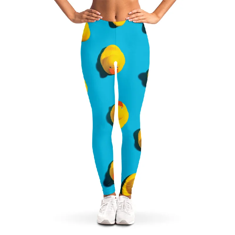 Yellow Rubber Ducks Print Women's Leggings Trendy Cut-Out Activewear Leggings