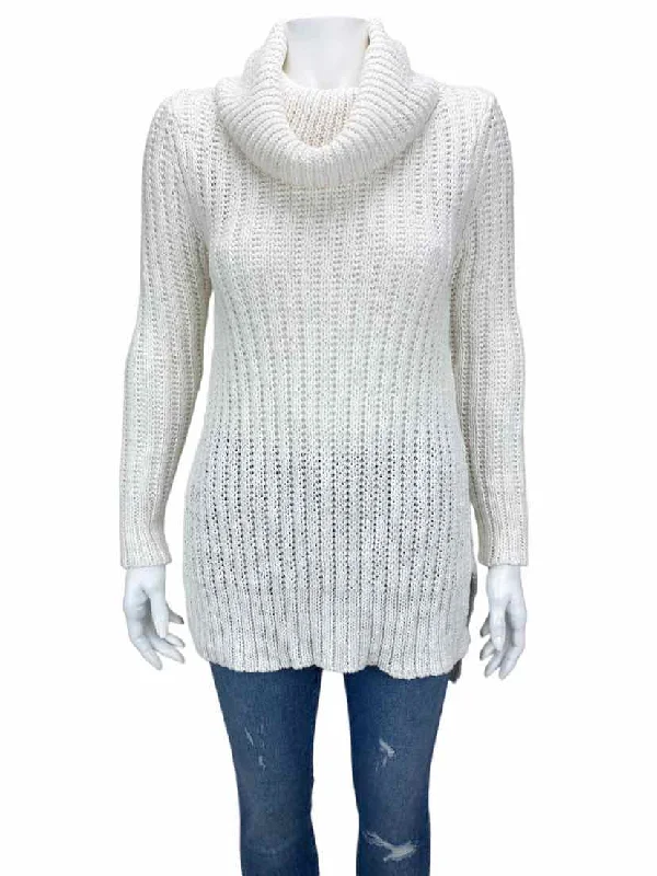 BCBG MAXAZRIA, Women's Chunky Cowl Sweater, Ivory, Size XS Satin Fabric Silk Fabric Chiffon Fabric