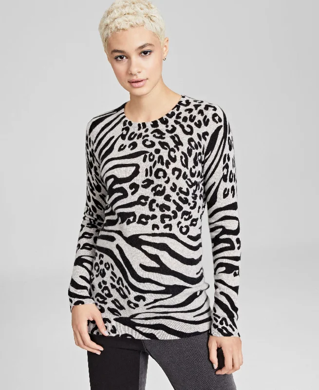 Charter Club Cashmere Animal Print Sweater Sequined Glittery Shiny