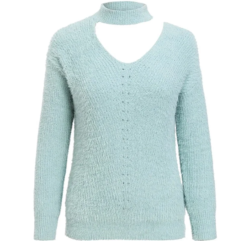 Choker Neck Asymmetric Sweater Wool Sweater Cotton Sweater Cashmere Sweater