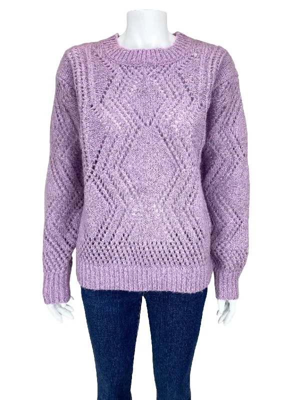 Heartloom from Evereve, Women's Open Stitch Sweater, Lilac Marl, With Tags, Size M Graphic Sweater Embroidered Appliqued