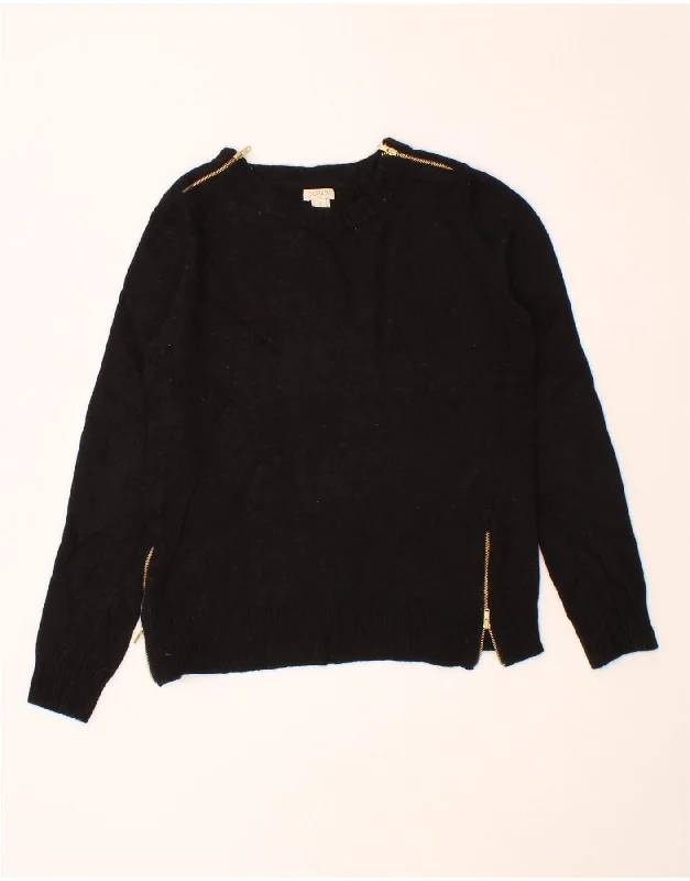 J. CREW Womens Crop Boat Neck Jumper Sweater UK 10 Small Black Viscose Casual Formal Business