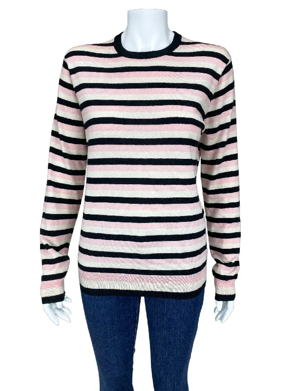 Marc by Marc Jacobs Women's Striped Sweater Pink Multi Size S Slim Fit Regular Fit Oversized