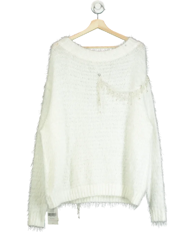 PROD White Pendant Sweater UK M Collared Crew Neck Turtle Neck