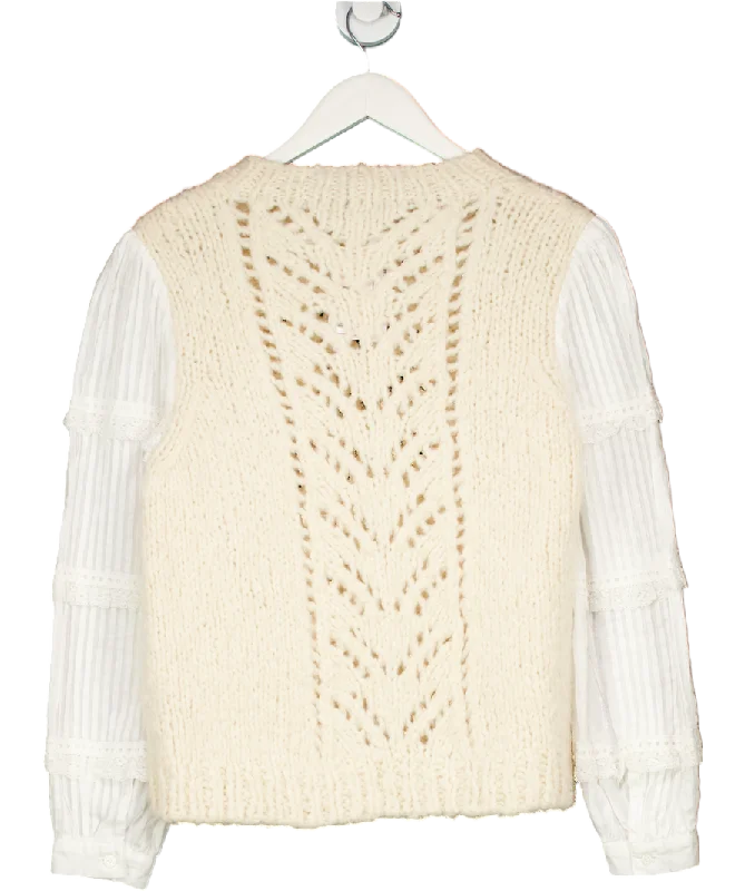 Sea New York Cream Combo Wool Sweater UK M Striped Floral Plaid