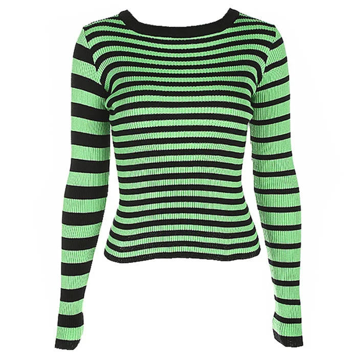 Striped Ribbed Sweater Silk Blend Satin Velvet