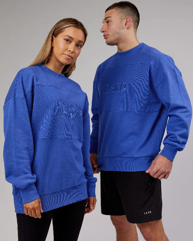 Unisex Off Duty Sweater Oversize - Power Cobalt Fleece Fabric Down Fabric Feather Fabric