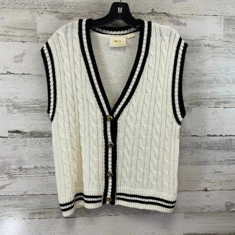 Vest Sweater By Maeve In White, Size: S Herringbone Houndstooth Plaid