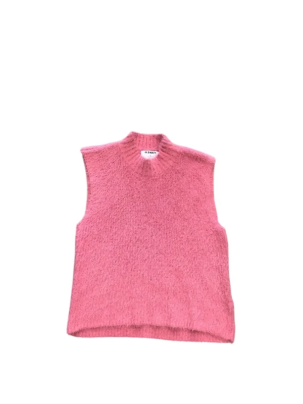 Vest Sweater By Old Navy In Pink, Size: M Cable Knit Ribbed Knit Lace Knit