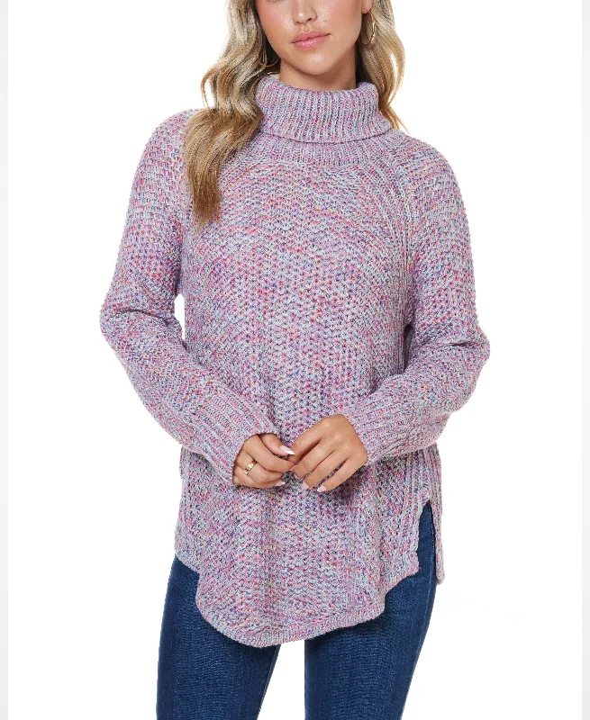 Womens Spacedye Turtleneck Sweater With Rounded Hem Wool Sweater Cotton Sweater Cashmere Sweater