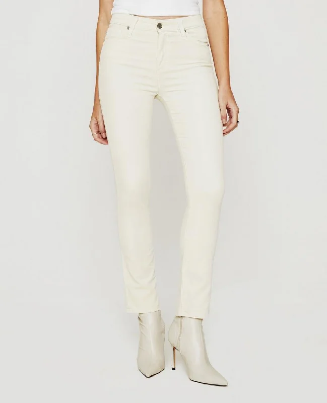 AG Mari Velvet Jeans in White Cream Fashionable Raw Hem Bootcut Jeans