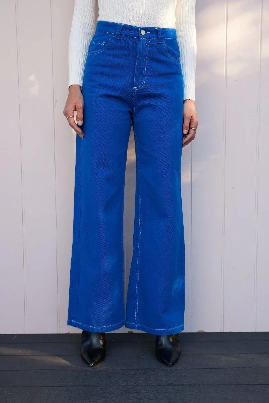 Audria Jeans - Blue Fashionable Raw Hem Bootcut Jeans
