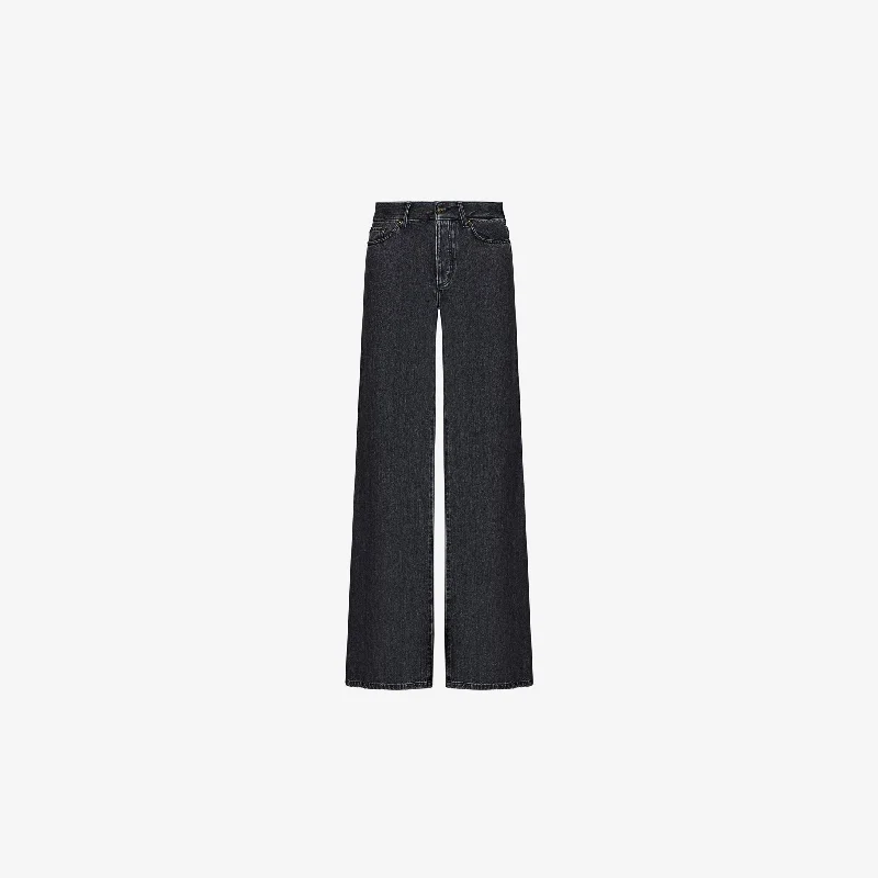 BLACK VINTAGE HIGH-WAISTED FLARED JEANS Comfortable Full-Length Denim Jeans