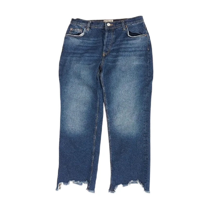 Blue Solid High Rise Regular Jeans Fashionable Button-Front Jeans