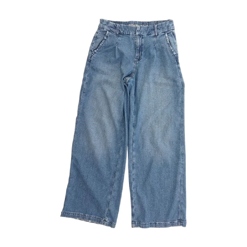 Blue Solid High Rise Wide Leg Jeans Stylish Paperbag Waist Denim