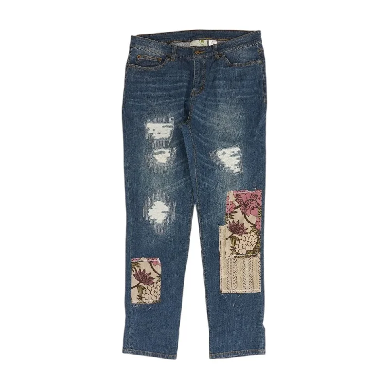 Blue Solid Mid Rise Slim Leg Jeans Stylish Stone-Wash Denim Jeans