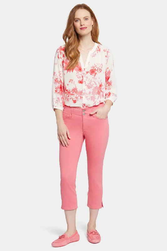 Chloe Capri Jeans - Pink Punch Chic Faded Blue Jeans