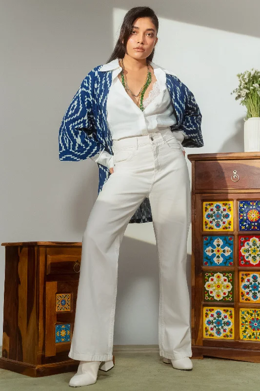 Classic White Wide Jeans Elegant Bootcut Fit Jeans