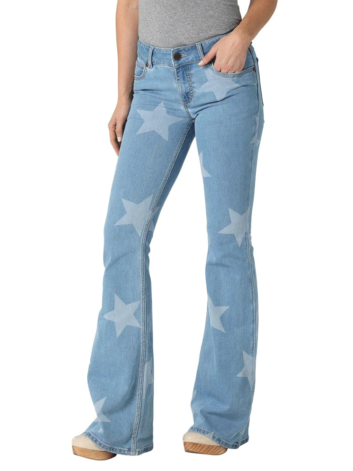 Wrangler Mae Star Jeans Fashionable Frayed Hem Denim