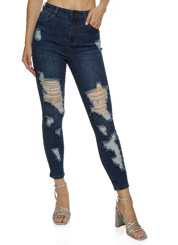 WAX Distressed Stretch Skinny Jeans Fashionable Bootcut Jeans