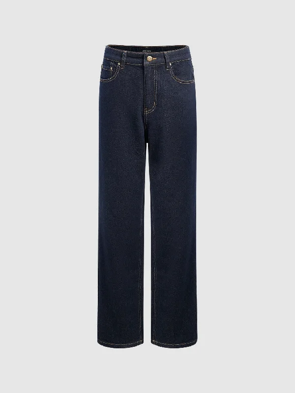 Denim Jeans Casual Straight-Leg Jeans