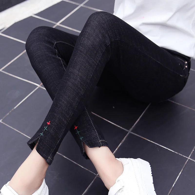 elastic boyfriend for women jeans woman 2018 nice push up skinny jeans with high waist slim denim pants femme Personality design Cozy Relaxed Fit Denim Jeans