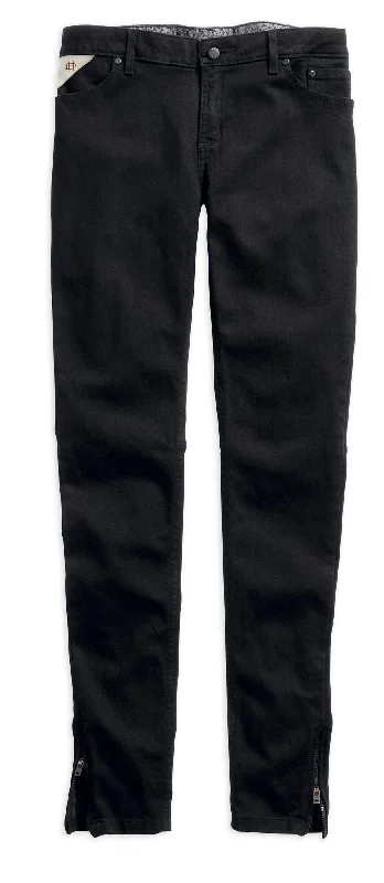 Harley-Davidson® Women's Black Label Skinny Zip Mid-Rise Jeans, Black 99178-16VW Fashionable Mom Jeans