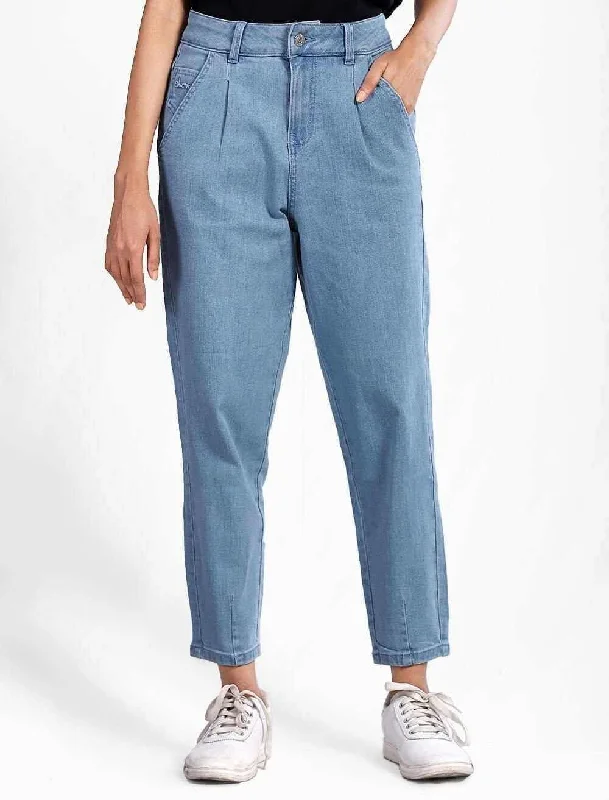 High Waisted Mom Jeans Elegant Raw Hem Jeans