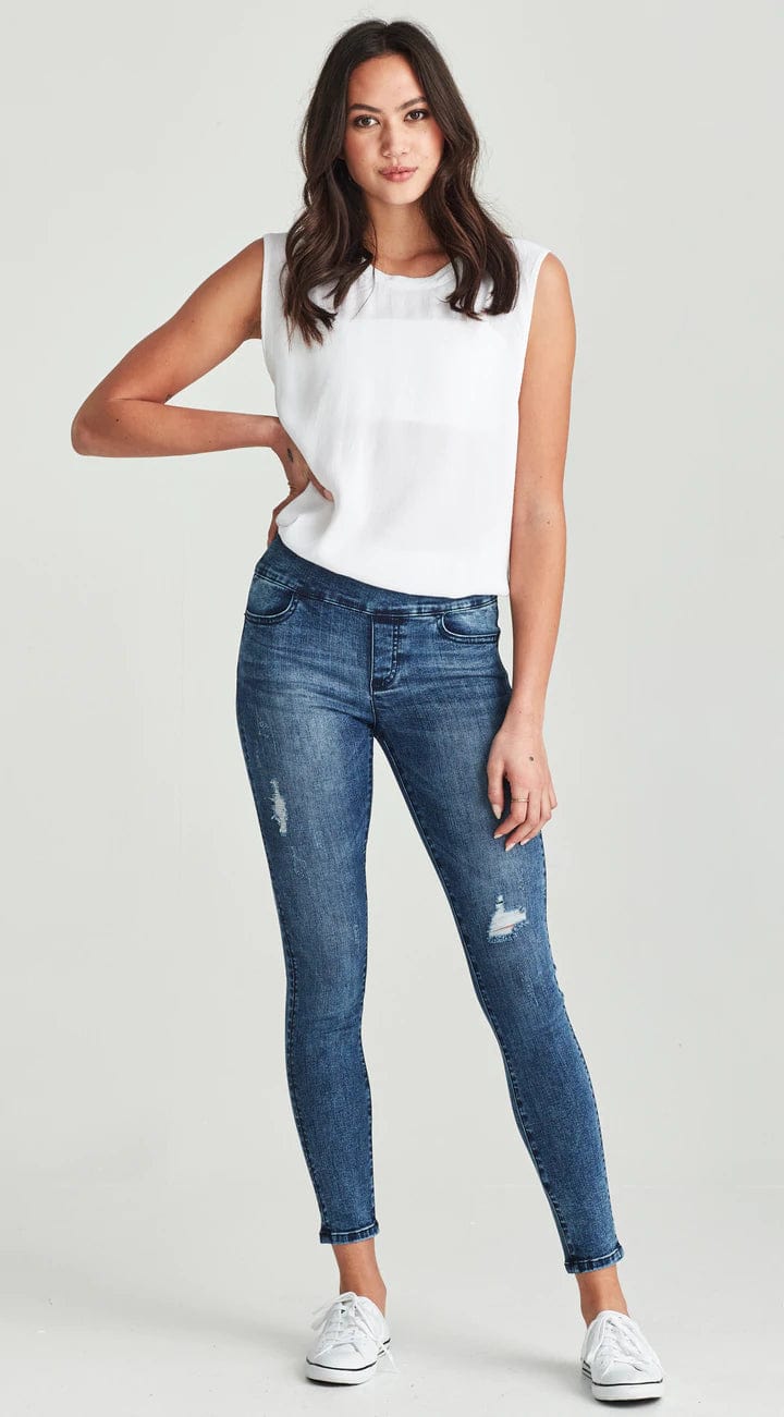 Junkfood Jeans | Bella Jean | Dark Blue Stylish Paperbag Waist Denim