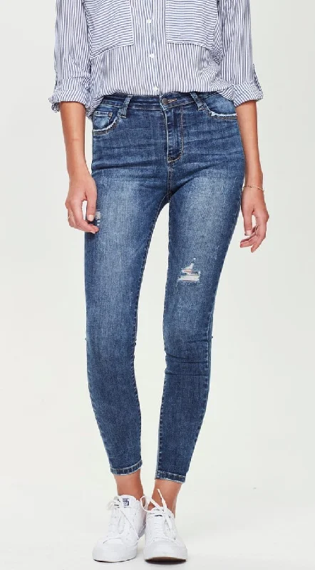 Junkfood Jeans | Reagan Tall Stuff Jean | Dark Blue Cozy Stretch High-Waist Jeans