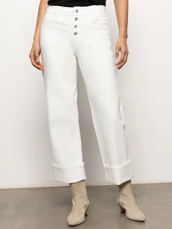 Luna Cuffed Jeans Bleached White Casual Straight-Leg Jeans