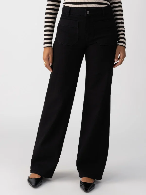 Marine Full Length Standard Rise Jeans Black Stylish Acid-Wash Jeans